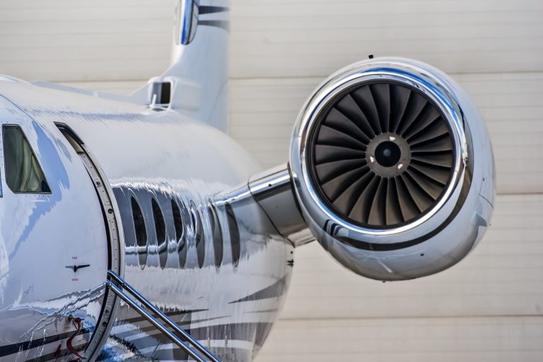 High,Detailed,Closeup,View,On,Small,White,Private,Business,Jet